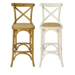 Bistrot Stool Cross Back Teak