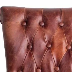 Sorrento Vintage Leather Dining Chair - Oak Leg