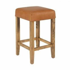 Kirra Backless Stool - Tan Leather Dining