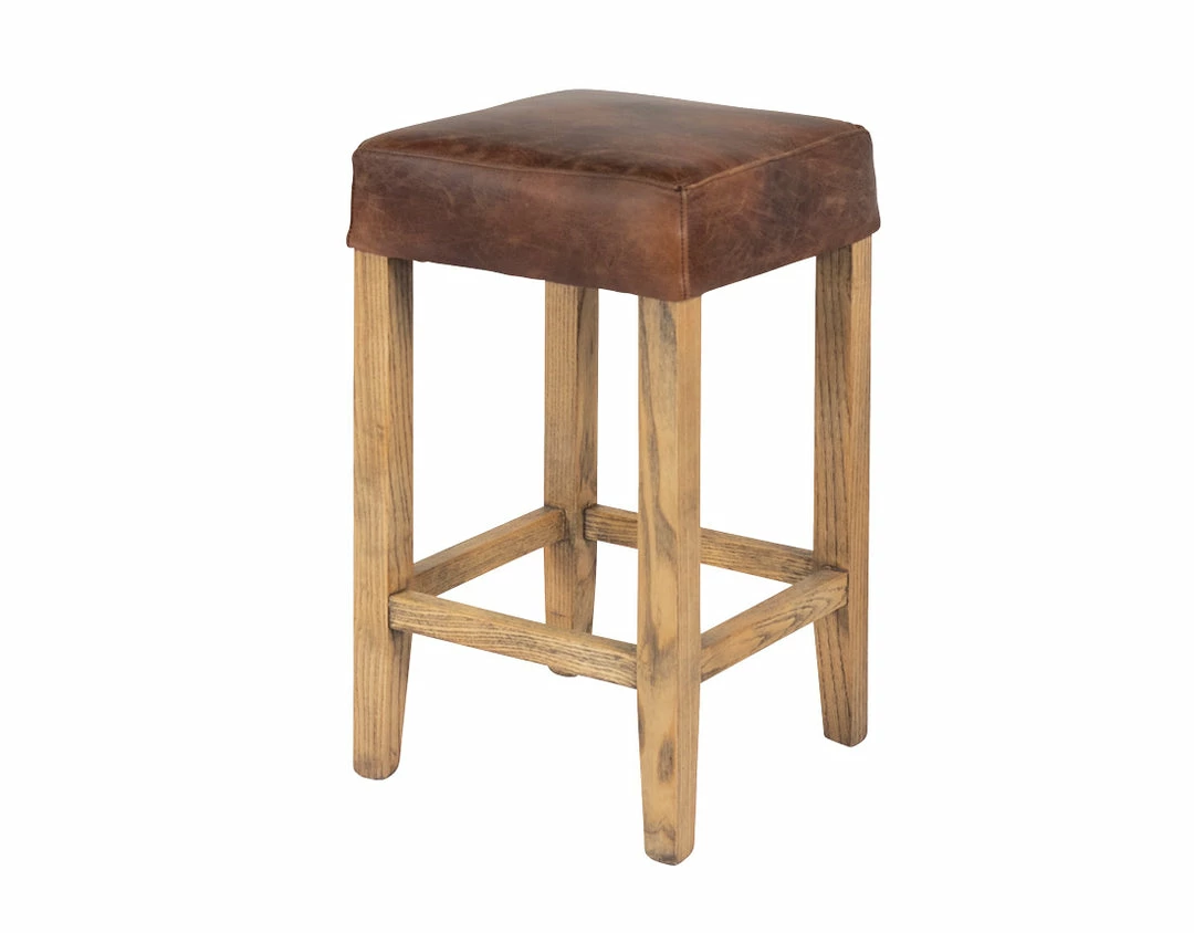 Kirra Backless Stool - Vintage Leather Dining