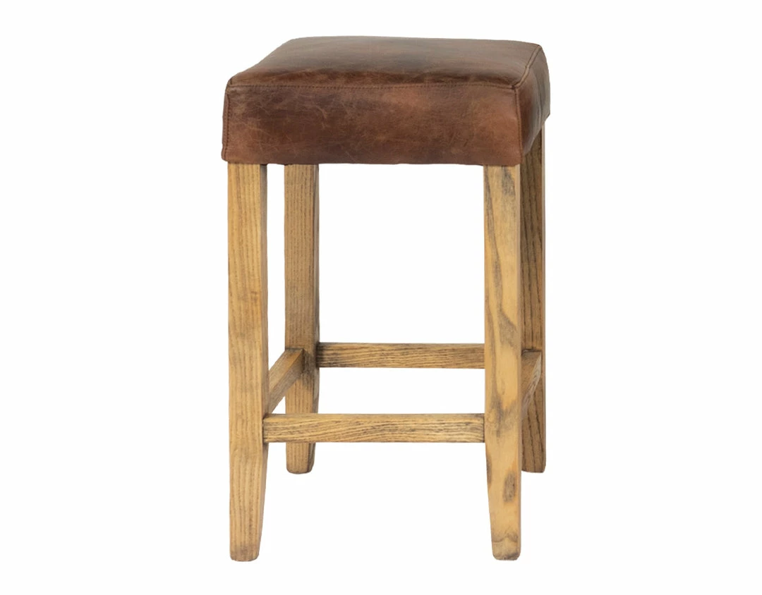 Kirra Backless Stool - Vintage Leather Dining