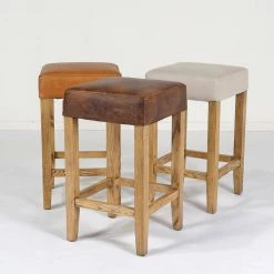 Kirra Backless Stool - Tan Leather Dining