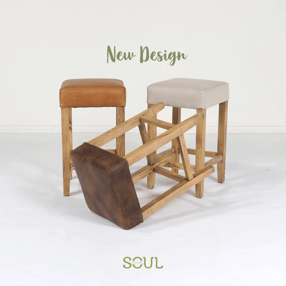 Kirra Backless Stool - Vintage Leather Dining