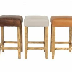 Kirra Backless Stool - Tan Leather Dining